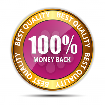 Vector Money Back Guarantee Gold Sign, Label EPS10
