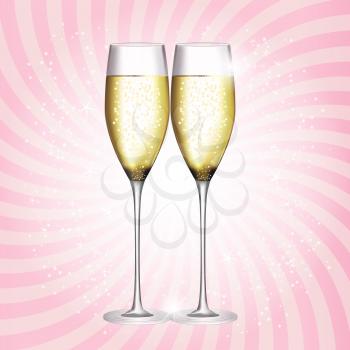 Gold Glass of Champagne Vector Illustration EPS10