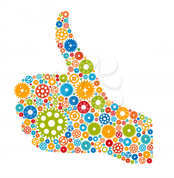 Thumbs Up Symbol, Which is Composed of Colour Gears. Vector illustration