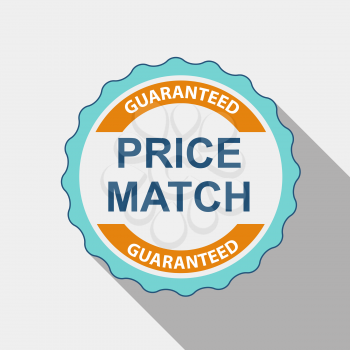 Price Match Quality Label Set in Flat Modern Design with Long Shadow. Vector Illustration EPS10