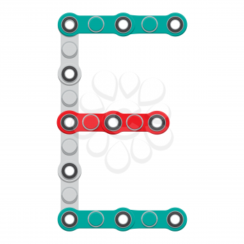 Alphabet from the New popular anti-stress toy Spinner. Letter E. Vector Illustration. EPS10