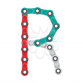 Alphabet from the New popular anti-stress toy Spinner. Letter R. Vector Illustration. EPS10