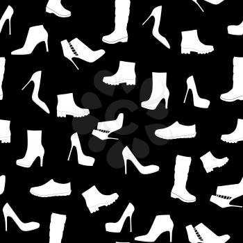 Shoes Silhouette Seamless Pattern Background Vector Illustration EPS10