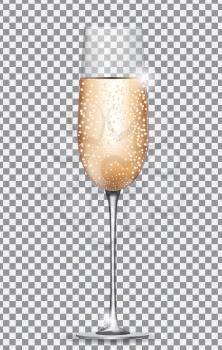 Glass of Champagne on on Transparent Background. Vector Illustration EPS10