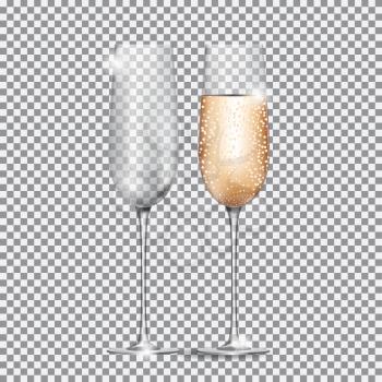 Glass of Champagne on on Transparent Background. Vector Illustration EPS10