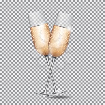 Glass of Champagne on Transparent Background Vector Illustration EPS10