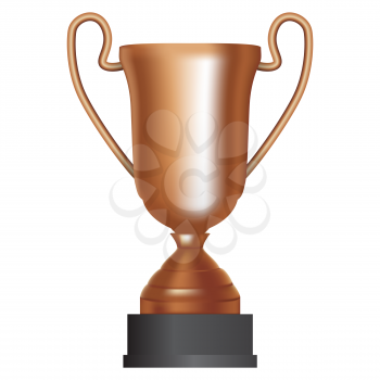 Bronze cup winner third place on white background. Vector Illustration. EPS10