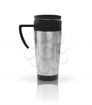 Realistic 3D model of thermos cup. Vector Illustration. EPS10
