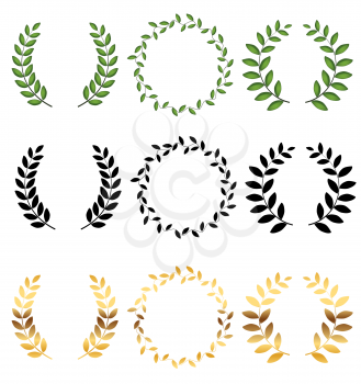Laurel wreath Collection set isolated on white background. Vector Illustration EPS10