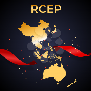 Holiday concept Modern Regional Comprehensive Economic Partnership RCEP map. Vector Illustration. EPS10