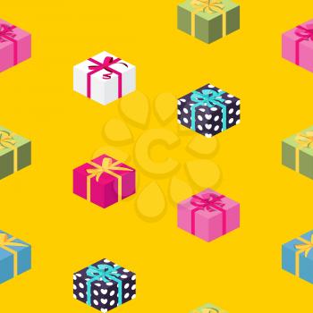 Abstract Gift Box with Bow and Ribbon Seamless Pattern Background. Vector Illustrration EPS10