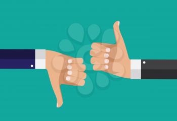 Flat Design Thumbs Up and Down Background . Vector Illustration EPS10