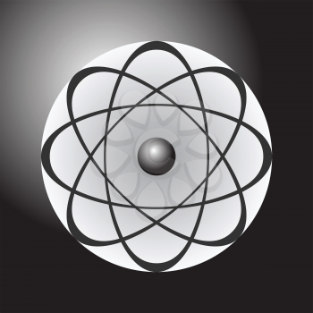 Abstract model of the atom on dark gradient background, illustration, vector, eps 8
