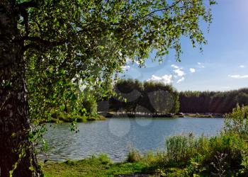 Camping near the river. A sunny day. Yaroslavl, Russia