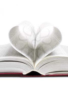 Heart in the form of sheets of the book isolated on white, studio shot