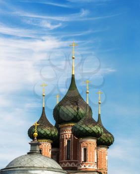 Domes of orthodox Vladimir Church, Nerekhta, Russia