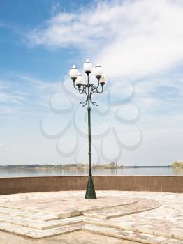 Lantern standing on the embankment of Rybinsk, Russia