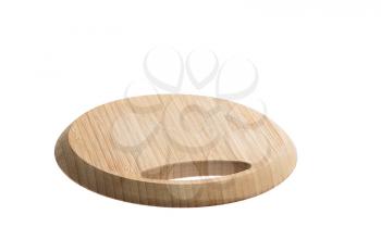 Round kitchen cutting board isolated on white background, high depth of field, studio shot