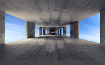Abstract empty gray concrete interior background, 3d render