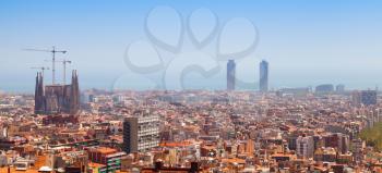 Panoramic cityscape of Barcelona city, Spain