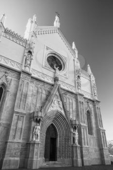 Saint Francesco Cathedral of Gaeta, Italy. Monochrome vertical photo