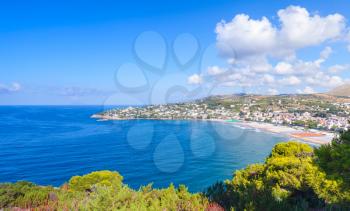 Summer landscape of Mediterranean sea coast. Bay of Gaeta, Italy
