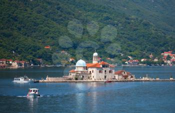 Our Lady of the Rocks. Island with small Church in Kotor Bay