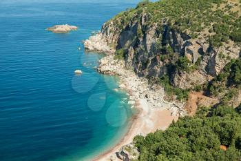 Montenegro. Wild beach on Adriatic Sea coast