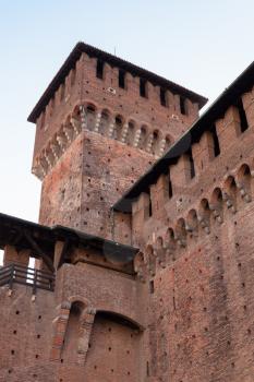Milan, Italy. Sforza Castle. It was built in the 15th century. Renovated and enlarged, in 16th and 17th centuries. Extensively rebuilt by Luca Beltrami in 1891–1905