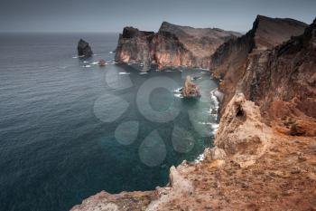 Ponta de Sao Laurenco. Coastal rocky landscape of the municipality of Machico in the Portuguese island of Madeira