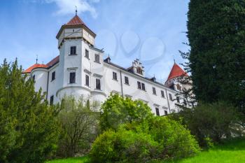 Facade of Konopiste castle, Czech Republic. It was established in the 1280s and renovated between 1889 and 1894 by the architect Josef Mocker