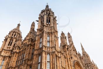 Parliament of the United Kingdom, London. Fragment of facade in Gothic style