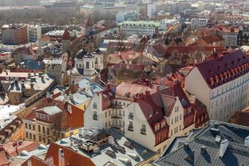 Aerial view on old town of Tallinn, capital city of Estonia