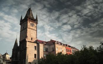 Old Town Hall, Prague, Czech Republic. Vintage stylized photo