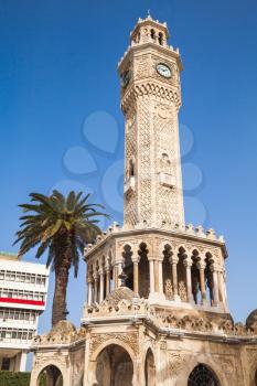 Clock tower on Konak Square, it was built in 1901 and accepted as the official symbol of Izmir City, Turkey
