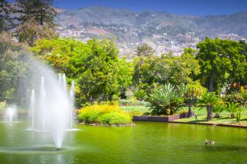 Fountains in Santa Catarina Park, this is one of the largest parks of Funchal, Madeira island, Portugal