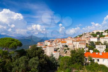 Sartene town summer landscape, South Corsica, France