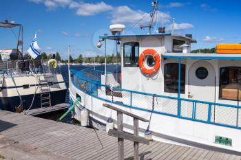Moored pleasure boats in port of Lappeenranta, Finland