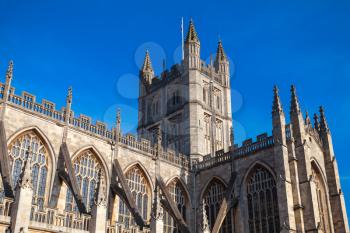 Facade of Abbey Church of St.Peter and St.Paul, commonly known as Bath Abbey. Anglican parish church and former Benedictine monastery in Bath, Somerset, UK