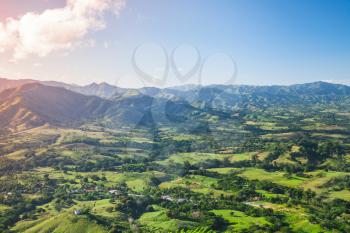 Montana Redonda landscape in sunny day. Dominican Republic, natural photo background