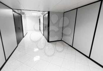Abstract empty office interior with white walls and black details