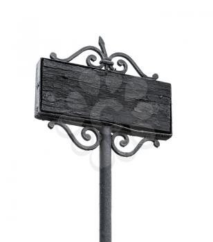 Vintage black empty traditional street board isolated on white. St.Petersburg, Russia