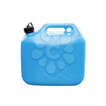 Blue small plastic jerrycan isolated on white background