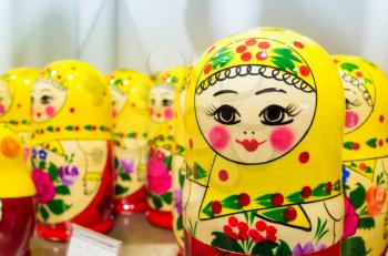 Colorful Matryoshka dolls, also known as a Russian nesting dolls. Popular souvenir