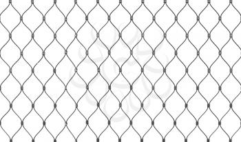 Steel chain link fence background texture isolated on white