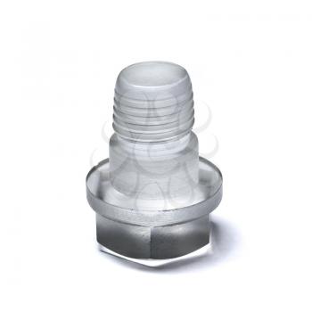 Unusual Bolt made of transparent plastic on white background with soft shadow and caustic effect