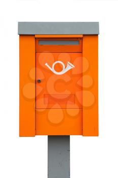 Orange European metal post box