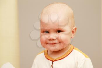 Closeup portrait of smiling Caucasian baby