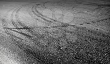Abstract turning road background with tires track