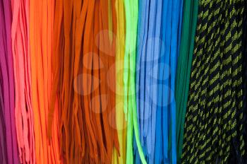 Colorful shoe laces bright background